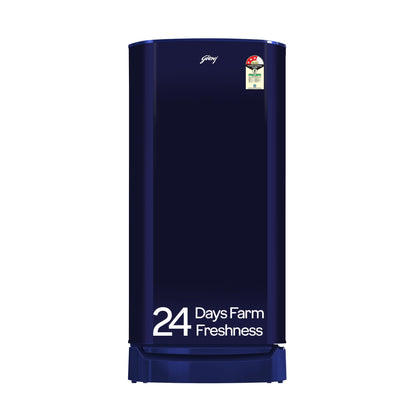 Godrej 183 L 3 Star | Farm Fresh Crisper Technology | Turbo Cooling Technology | Wide Shelf | Jumbo Vegetable Tray | Wired Shelves Direct Cool Single Door Refrigerator (RD R190C WRF NY BL, Navy Blue) 