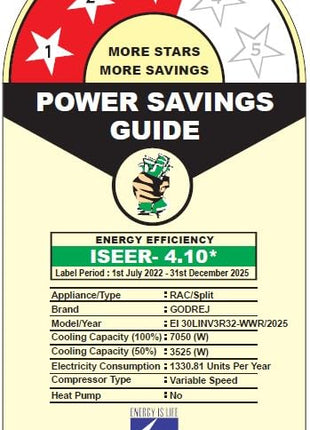 Godrej 2.5 Ton 3 Star, 5 Years Comprehensive Warranty, AI powered, 5-In-1 Convertible Cooling, 4 Way Air Swing Inverter Split AC (Copper, Heavy-Duty Cooling At 52 °C, AC 2.5T EI 30LINV3R32-WWR, White) 