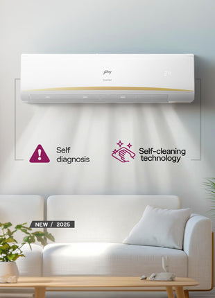 Godrej 2.5 Ton 3 Star, 5 Years Comprehensive Warranty, AI powered, 5-In-1 Convertible Cooling, 4 Way Air Swing Inverter Split AC (Copper, Heavy-Duty Cooling At 52 °C, AC 2.5T EI 30LINV3R32-WWR, White) 