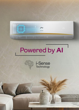 Godrej 2.5 Ton 3 Star, 5 Years Comprehensive Warranty, AI powered, 5-In-1 Convertible Cooling, 4 Way Air Swing Inverter Split AC (Copper, Heavy-Duty Cooling At 52 °C, AC 2.5T EI 30LINV3R32-WWR, White) 