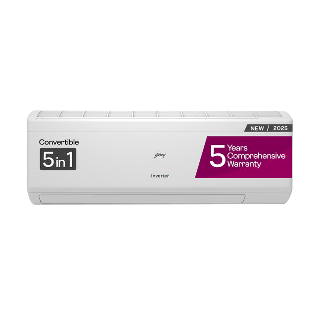 Godrej 2 Ton 3 Star, 5 Years Comprehensive Warranty, AI Powered, 5-In-1 Convertible Cooling, Self Clean Inverter Split AC (Copper, 2025 Model, Heavy Duty Cooling At 52 °C, AC 2.0T EI 24I3T WZS, White) 