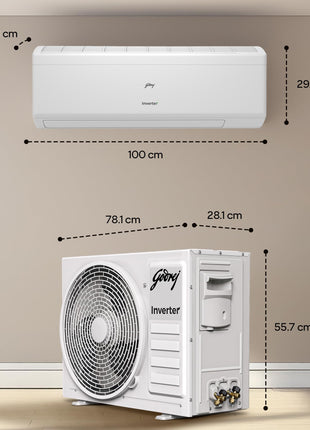 Godrej 2 Ton 3 Star, 5 Years Comprehensive Warranty, AI Powered, 5-In-1 Convertible Cooling, Self Clean Inverter Split AC (Copper, 2025 Model, Heavy Duty Cooling At 52 °C, AC 2.0T EI 24I3T WZS, White) 