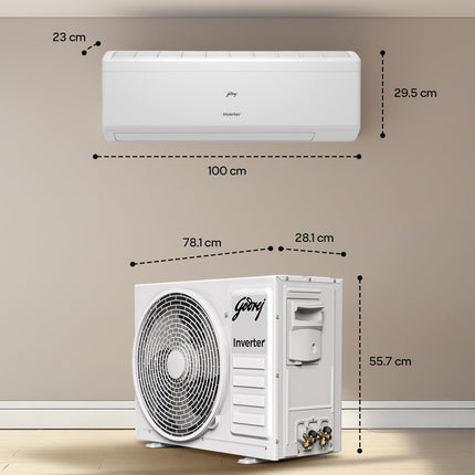 Godrej 2 Ton 3 Star, 5 Years Comprehensive Warranty, AI Powered, 5-In-1 Convertible Cooling, Self Clean Inverter Split AC (Copper, 2025 Model, Heavy Duty Cooling At 52 °C, AC 2.0T EI 24I3T WZS, White) 