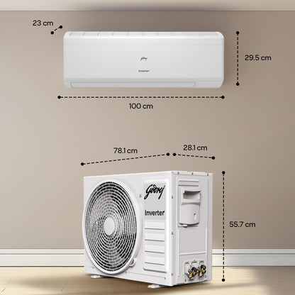 Godrej 2 Ton 3 Star, 5 Years Comprehensive Warranty, AI Powered, 5-In-1 Convertible Cooling, Self Clean Inverter Split AC (Copper, 2025 Model, Heavy Duty Cooling At 52 °C, AC 2.0T EI 24I3T WZS, White) 