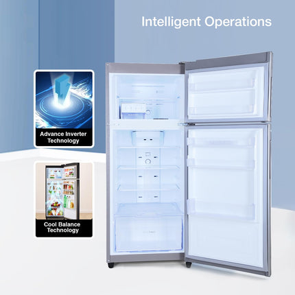 Godrej 223 L 2 Star Nano Shield Technology, Inverter Frost Free Double Door Refrigerator(RF EON 244B RI ST GL, Steel Glow) 