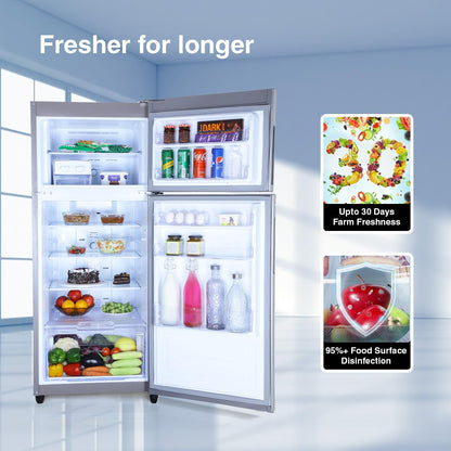Godrej 223 L 2 Star Nano Shield Technology, Inverter Frost Free Double Door Refrigerator(RF EON 244B RI ST GL, Steel Glow) 