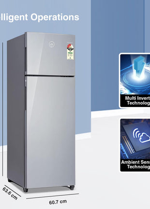 Godrej 223 L 3 Star Convertible Freezer 6-In-1, Nano Shield Technology, Inverter Frost Free Double Door Refrigerator(RT EONVALOR 260C RCIF ST RH, Steel Rush) 
