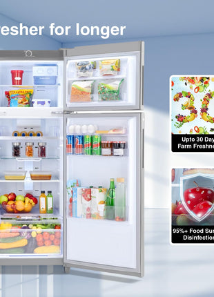Godrej 223 L 3 Star Convertible Freezer 6-In-1, Nano Shield Technology, Inverter Frost Free Double Door Refrigerator(RT EONVALOR 260C RCIF ST RH, Steel Rush) 