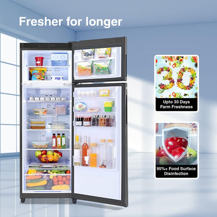 Godrej 272 L 3 Star Convertible Technology, 30 days Farms Freshness Inverter Frost Free Double Door Refrigerator(, RF EON 294C RCIT FS ST, Fossil Steel) 