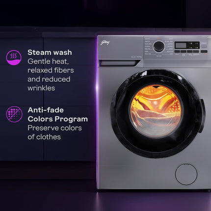Godrej 6 Kg Eco-Wash With Steam Wash Fully-Automatic Front Load Washing Machine (WFEON ARG 6010 5.0, Silver Stream) 