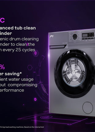 Godrej 6 Kg Eco-Wash With Steam Wash Fully-Automatic Front Load Washing Machine (WFEON ARG 6010 5.0, Silver Stream) 