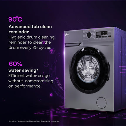Godrej 6 Kg Eco-Wash With Steam Wash Fully-Automatic Front Load Washing Machine (WFEON ARG 6010 5.0, Silver Stream) 