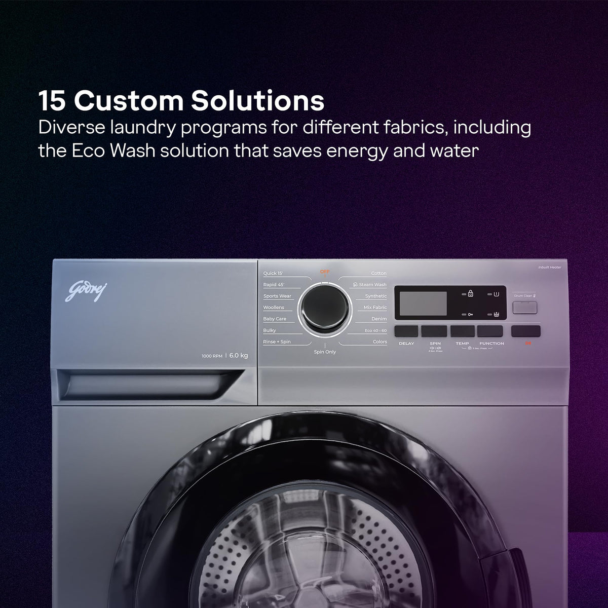 Godrej 6 Kg Eco-Wash With Steam Wash Fully-Automatic Front Load Washing Machine (WFEON ARG 6010 5.0, Silver Stream) 