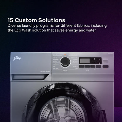 Godrej 6 Kg Eco-Wash With Steam Wash Fully-Automatic Front Load Washing Machine (WFEON ARG 6010 5.0, Silver Stream) 