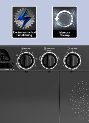 Godrej 7.5 Kg 5 Star Storm Force Pulsator Semi Automatic Top Load Washing Machine (WS EDGE CLS 75 5.0 PN2 GPGR, Graphite Grey, With Translucent Lid) 