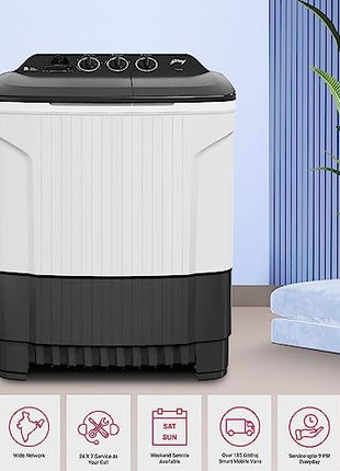 Godrej 7 Kg 5 Star, Active Soak Technology Semi-Automatic Top Load Washing Machine (WS EDGE CLS 70 5.0 PN2 GPGR, Graphite Grey, 460 W PowerMax Wash For Heavy Laundry Wash) 