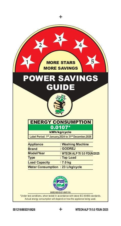 Godrej 7 Kg 5 Star Fabrisafe Steel Drum Fully-Automatic Top Load Washing Machine (WTEON ALP 70 5.0 FDUN GPGR, Graphite Grey, Zero Pressure Tech Fills Tub 60% Faster) 