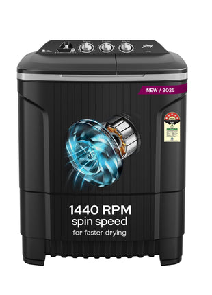 Godrej 8 Kg 5 Star, Wash Upto 8 King Size Bedsheets, 370 W PowerMax Motor, 1440 RPM Spin, Magic Lint Fliter, Semi Automatic Top Load Washing Machine (WSEDGE CLS 80 5.0 EN2 M CSGR, Crystal Grey) 