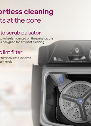 Godrej 8 Kg 5 Star, Wash Upto 8 King Size Bedsheets, 370 W PowerMax Motor, 1440 RPM Spin, Magic Lint Fliter, Semi Automatic Top Load Washing Machine (WSEDGE CLS 80 5.0 EN2 M CSGR, Crystal Grey) 