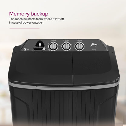 Godrej 8 Kg 5 Star, Wash Upto 8 King Size Bedsheets, 370 W PowerMax Motor, 1440 RPM Spin, Magic Lint Fliter, Semi Automatic Top Load Washing Machine (WSEDGE CLS 80 5.0 EN2 M CSGR, Crystal Grey) 