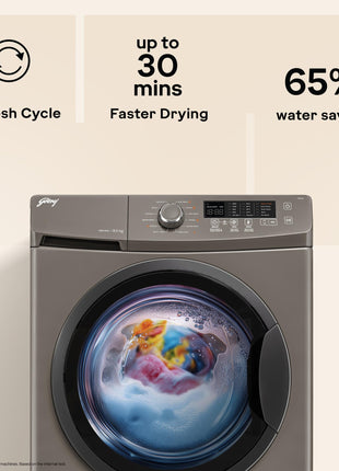 Godrej 8 Kg 5 Star, With AI Tech, Fully-Automatic Front Load Washing Machine (WFEON CRS 8012 5.0 FKEDM CNGR, Inbuilt Heater, Candy Grey) 