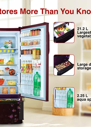 Godrej Edge 237 L 3 Star With Duo Flow Technology Reducing Cooling Loss by 50% Inverter Direct Cool Single Door Refrigerator (RD EDUO 270C TDI JD WN, Jade Wine) 