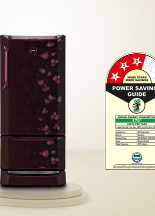 Godrej Edge 237 L 3 Star With Duo Flow Technology Reducing Cooling Loss by 50% Inverter Direct Cool Single Door Refrigerator (RD EDUO 270C TDI JD WN, Jade Wine) 