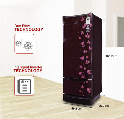 Godrej Edge 237 L 3 Star With Duo Flow Technology Reducing Cooling Loss by 50% Inverter Direct Cool Single Door Refrigerator (RD EDUO 270C TDI JD WN, Jade Wine) 