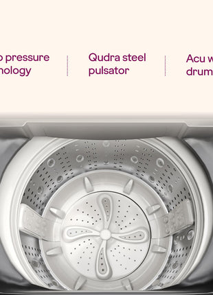 Godrej Smart Choice 10 Kg 5 Star, AI Tech, Inbuilt Heater, Fills Tub at ~0 Water Pressure, Steel Drum Fully Automatic Top Load Washing Machine (WTEON ADA 10 5.0 FEFH GLGR, Glacial Grey) 