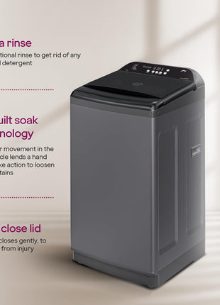 Godrej Smart Choice 10 Kg 5 Star, AI Tech, Inbuilt Heater, Fills Tub at ~0 Water Pressure, Steel Drum Fully Automatic Top Load Washing Machine (WTEON ADA 10 5.0 FEFH GLGR, Glacial Grey) 