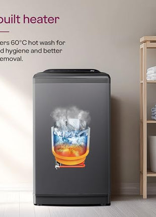 Godrej Smart Choice 10 Kg 5 Star, AI Tech, Inbuilt Heater, Fills Tub at ~0 Water Pressure, Steel Drum Fully Automatic Top Load Washing Machine (WTEON ADA 10 5.0 FEFH GLGR, Glacial Grey) 
