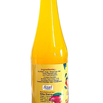 Golden Mango Squash, Pulpy, 100% Natural, No added flavour, Tasty, Juicy, Authetic Summer Drink 650ml.Vibes with Real Mango Pulp | Easy to Mix | Versatile Delight for Beverages, Shakes, Juices, Cocktails, Mocktails and More! 