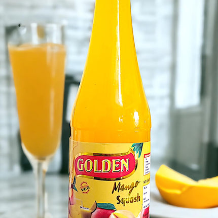 Golden Mango Squash, Pulpy, 100% Natural, No added flavour, Tasty, Juicy, Authetic Summer Drink 650ml.Vibes with Real Mango Pulp | Easy to Mix | Versatile Delight for Beverages, Shakes, Juices, Cocktails, Mocktails and More! 