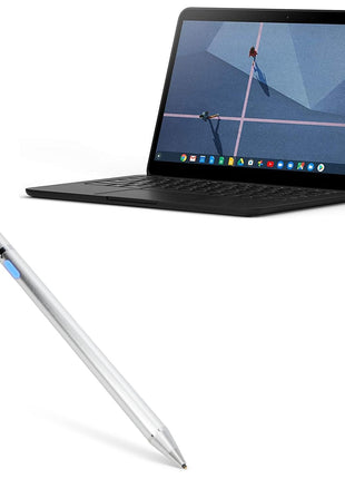 Google Pixelbook Go Stylus Pen, BoxWave [AccuPoint Active Stylus] Electronic Stylus with Ultra Fine Tip for Google Pixelbook Go - Metallic Silver 