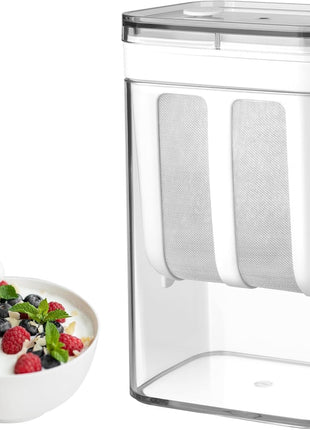 Greek Yogurt Strainer, 1100ml Multi Yoghurt Maker Strainer with Fine Mesh Bag & Lid for Thick Greek Yogurt, Soybean Milk, Kefir, Berries, Soup, Fruit Juice, Coffee 