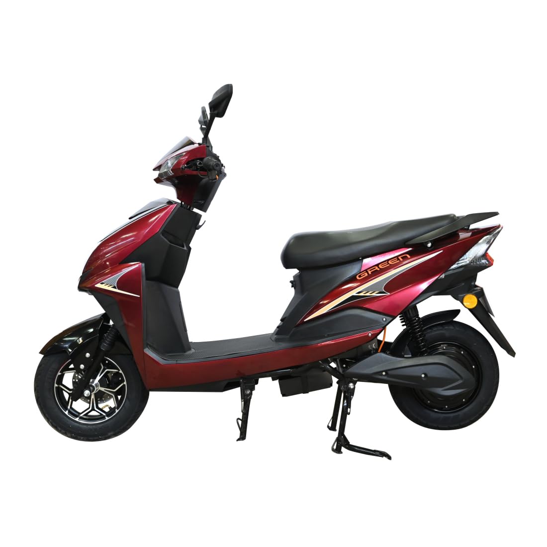 Green Invicta Low Speed Electric Scooter Non RTO 60KM Range Red with Portable Charger 