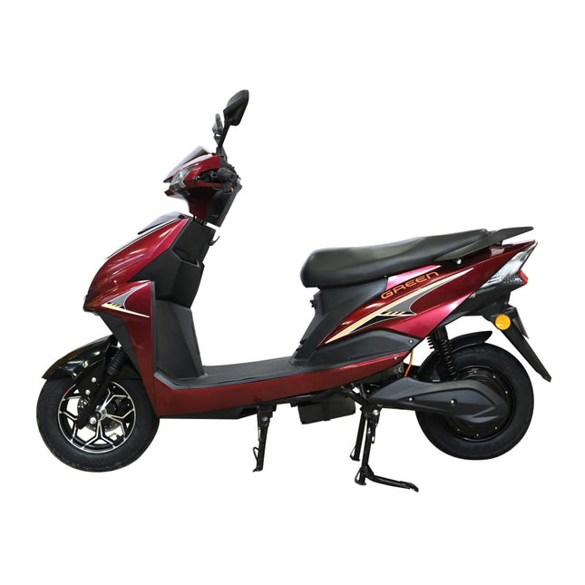 Green Invicta Low Speed Electric Scooter Non RTO 60KM Range Red with Portable Charger 