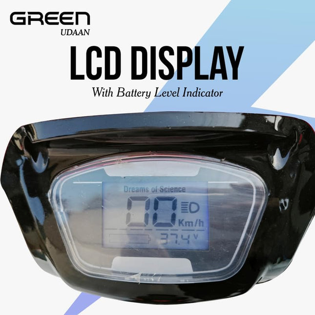 Green Udaan Low Speed Electric Scooter Non RTO 60KM Range Black with Portable Charger 