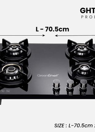 Greenchef GHT HOB Auto Ignition Glass Top Gas Stove (4 Burner) 