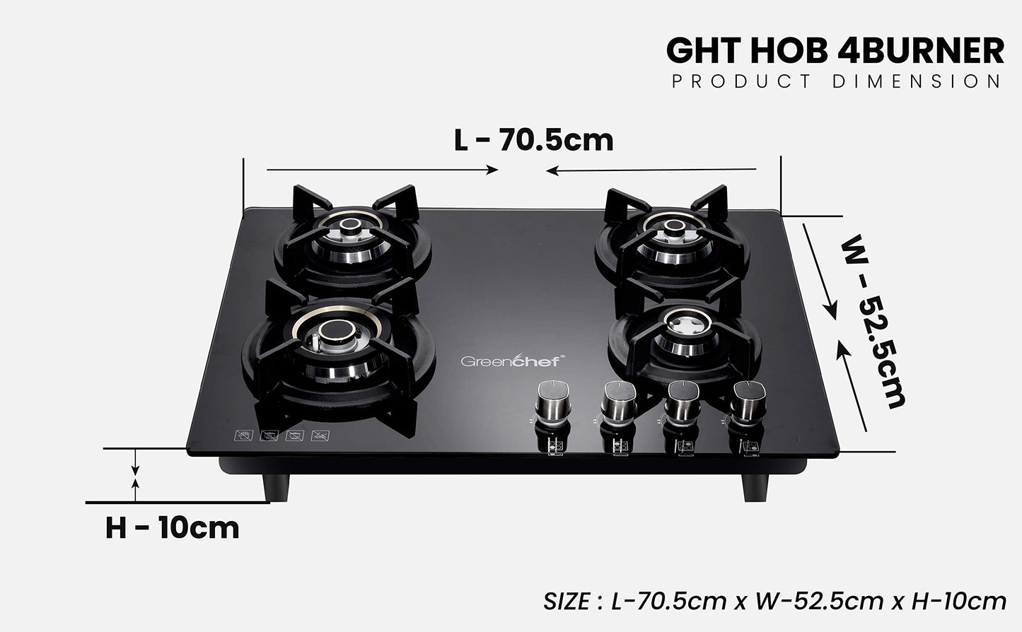 Greenchef GHT HOB Auto Ignition Glass Top Gas Stove (4 Burner) 