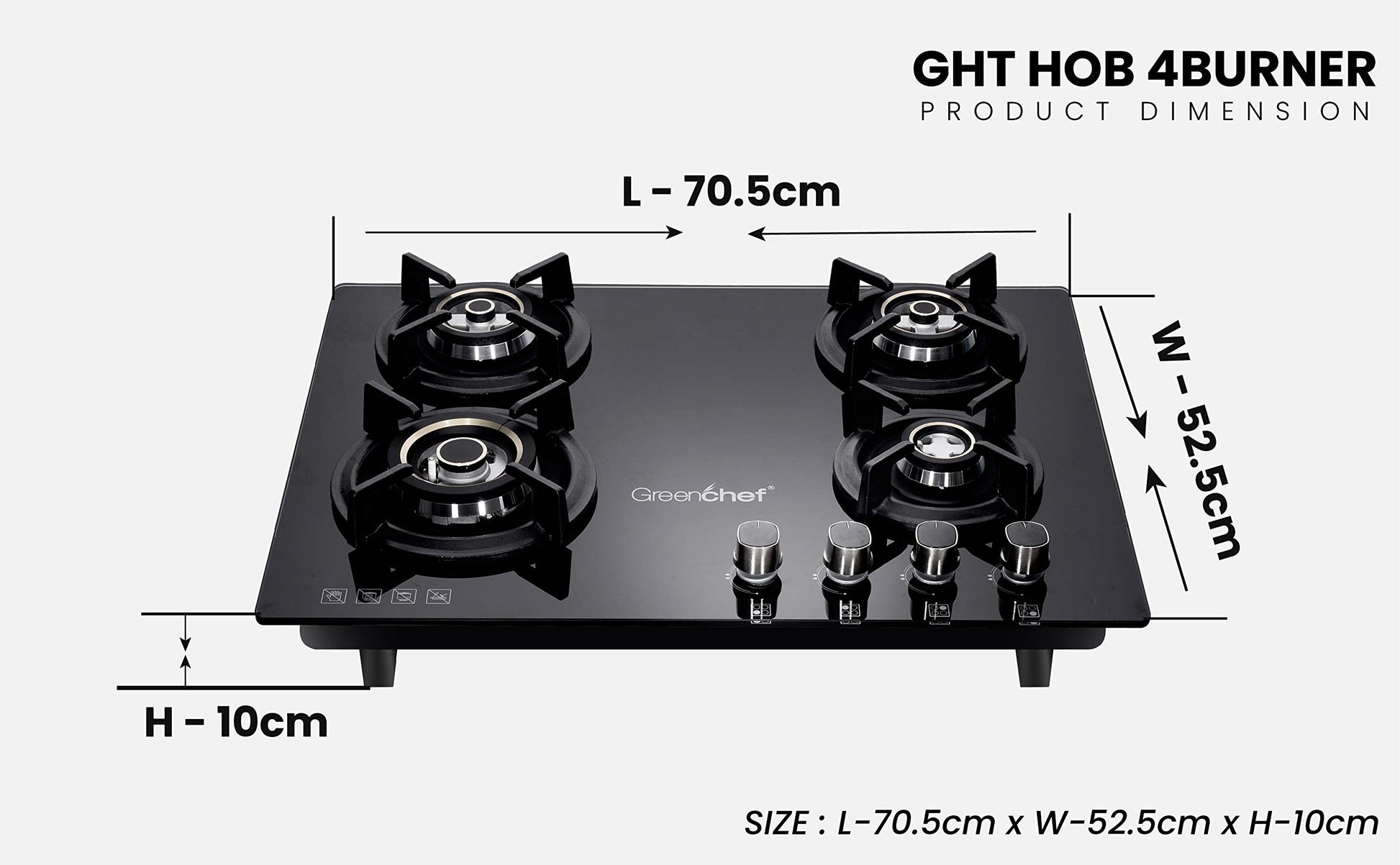 Greenchef GHT HOB Auto Ignition Glass Top Gas Stove (4 Burner) 