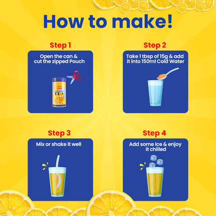 Guppy Moms Lemon Iced Tea Powder | Sugar-Free & Refreshing Summer Drink | Aromatic, Healthy & Easy to Prepare | 200g Pack (upto 20 Servings) 