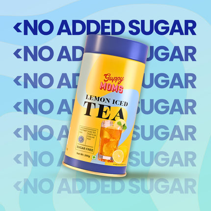 Guppy Moms Lemon Iced Tea Powder | Sugar-Free & Refreshing Summer Drink | Aromatic, Healthy & Easy to Prepare | 200g Pack (upto 20 Servings) 