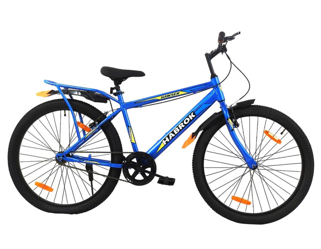HABROK 26T IBC Premium Rigid Cycle with Inbuilt Carrier Mountain Bicycle Without Gear Single Speed for Men Ideal for 13 + Years, 18 Inches (Blue) 