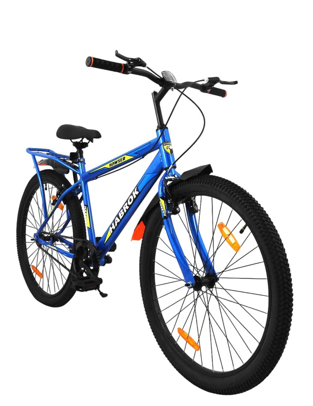 HABROK 26T IBC Premium Rigid Cycle with Inbuilt Carrier Mountain Bicycle Without Gear Single Speed for Men Ideal for 13 + Years, 18 Inches (Blue) 