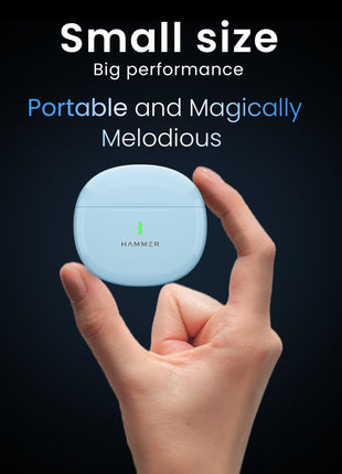 HAMMER New Launch Ultra Pods TWS Wireless Bluetooth Ear buds, Inbuilt Mic, 100H Standby Time, Earbuds with 30H Playtime, USB Type-C,13mm Dynamic Drivers, IPX5 Water Resistant Bluetooth Earphones(Blue) 