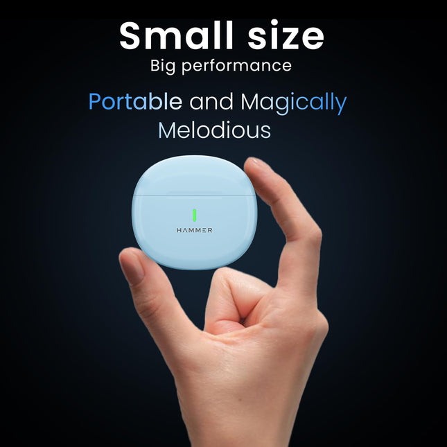 HAMMER New Launch Ultra Pods TWS Wireless Bluetooth Ear buds, Inbuilt Mic, 100H Standby Time, Earbuds with 30H Playtime, USB Type-C,13mm Dynamic Drivers, IPX5 Water Resistant Bluetooth Earphones(Blue) 