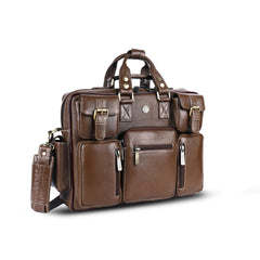 HAMMONDS FLYCATCHER Genuine Leather Office Bag for Men with Adjustable Shoulder Strap - 15.6 Inch Laptop Bag for Men - Water Resistant, Leather Bag for Men, 1 Year Warranty - Brushwood 
