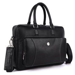 HAMMONDS FLYCATCHER Genuine Leather Laptop Bag for Men - Office Bag - Fits Up to 15.6 Inch Laptop - Laptop Messenger Bags/Leather Bag for Men with Adjustable Shoulder Strap and Trolley Strap - Black 