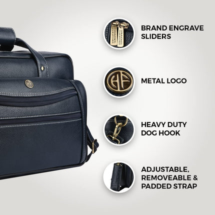HAMMONDS FLYCATCHER Genuine Leather Office Bag for Men - 15.6 Inch Laptop Bag for Men - Leather Bag for Men, Padded Laptop Compartment, Trolley Strap, Adjustable Strap, 1 Year Warranty - Royal Blue 